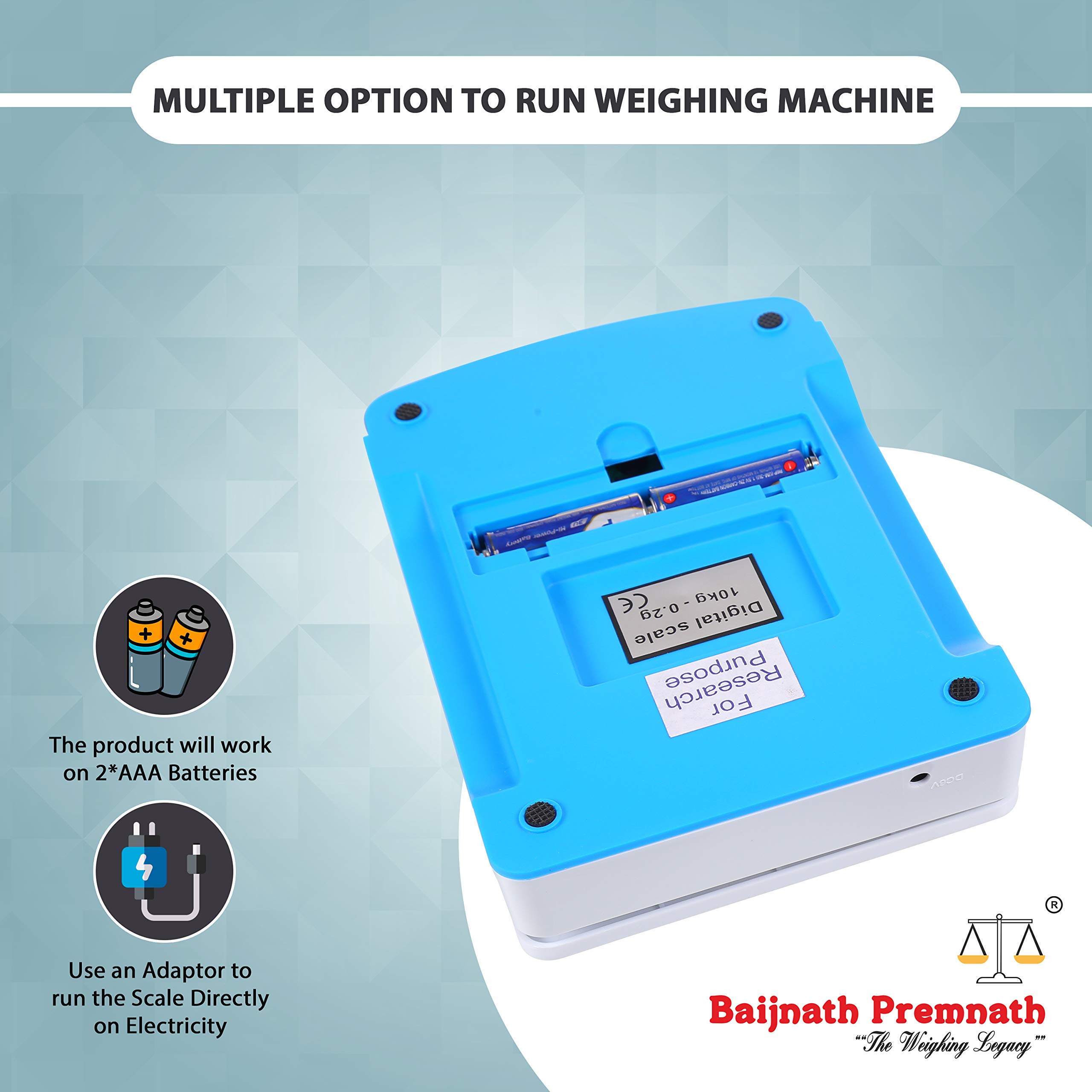 Baijnath Premnath Digital 10kg x 1g small size Premium Scale Balance Multi-purpose weight measuring machine with Adapter Weighing Scale for laboratories research purpose - Image 3 thumbnail