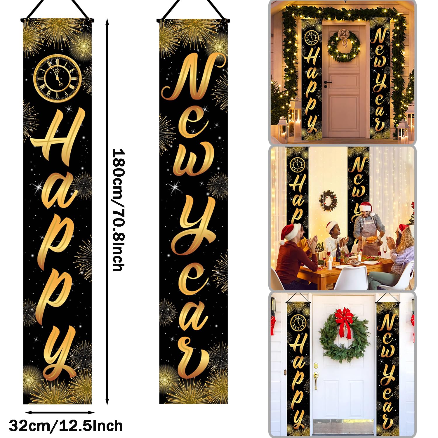 Produktbild von Silvester Deko 2024, Happy New Year Girlande, Neujahr Willkommen