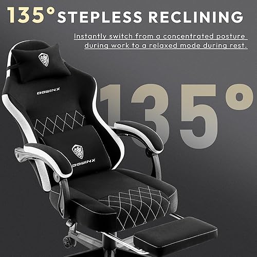 Miniatura 4 de Dowinx Silla para videojuegos, silla de computadora de tela transpirable con cojín de resorte de bolsillo, silla ergonómica de masaje con soporte