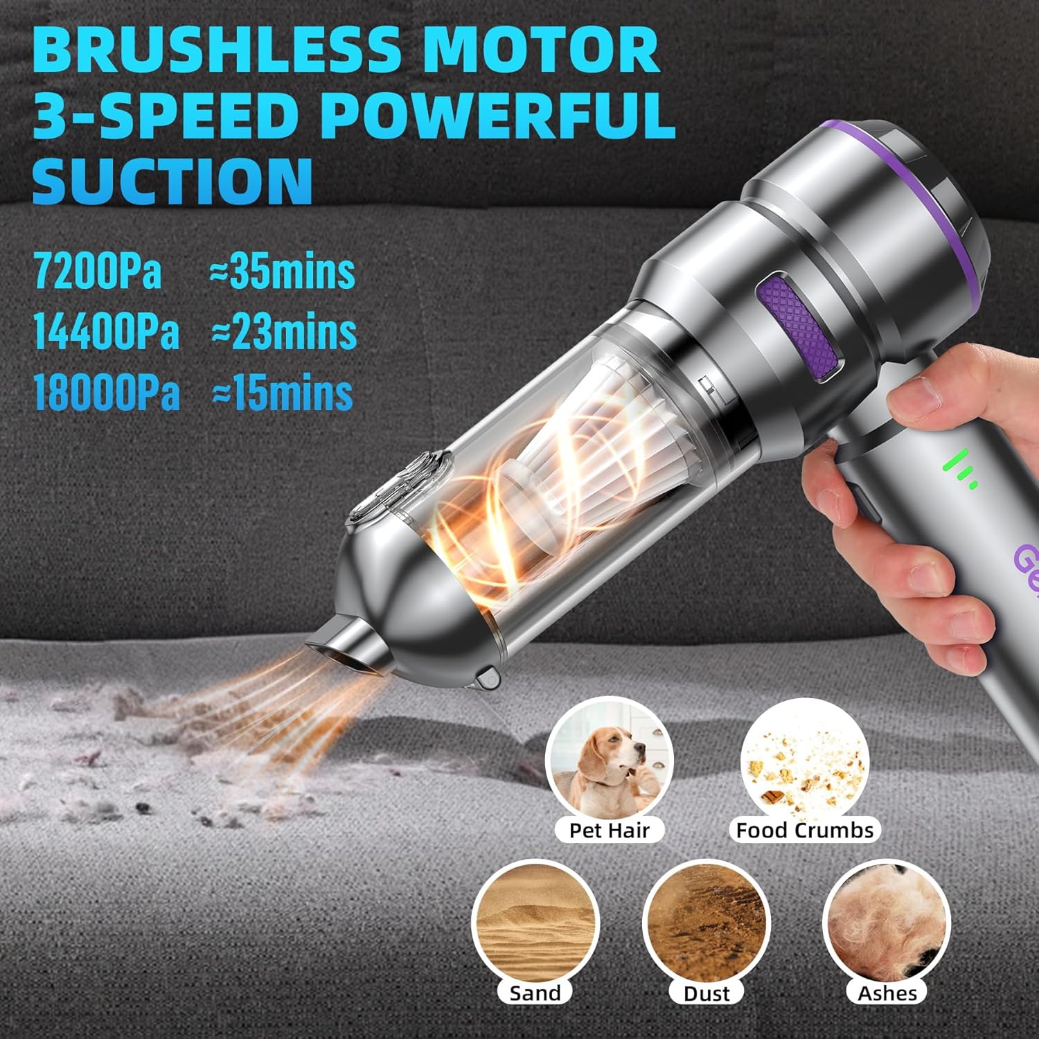 Mini Vacuum Cleaner Cordless, Car Vacuum Cleaner High Power Rechargeable Strong Suction, Air Pump Duster Blower Brushless Motor, Handheld Vacuum Cordless for Home Office, Gift for Men Women