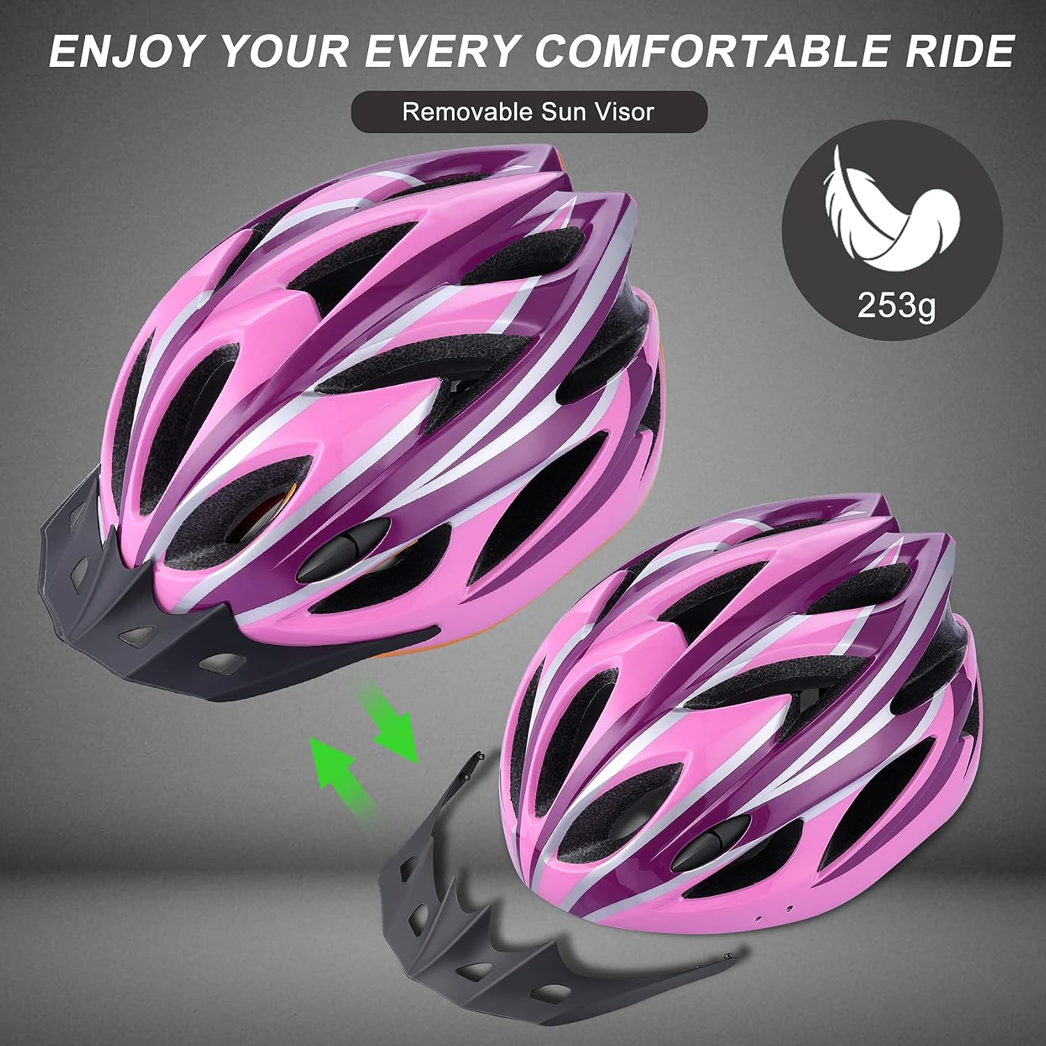 Helmet with removable sun visor detached