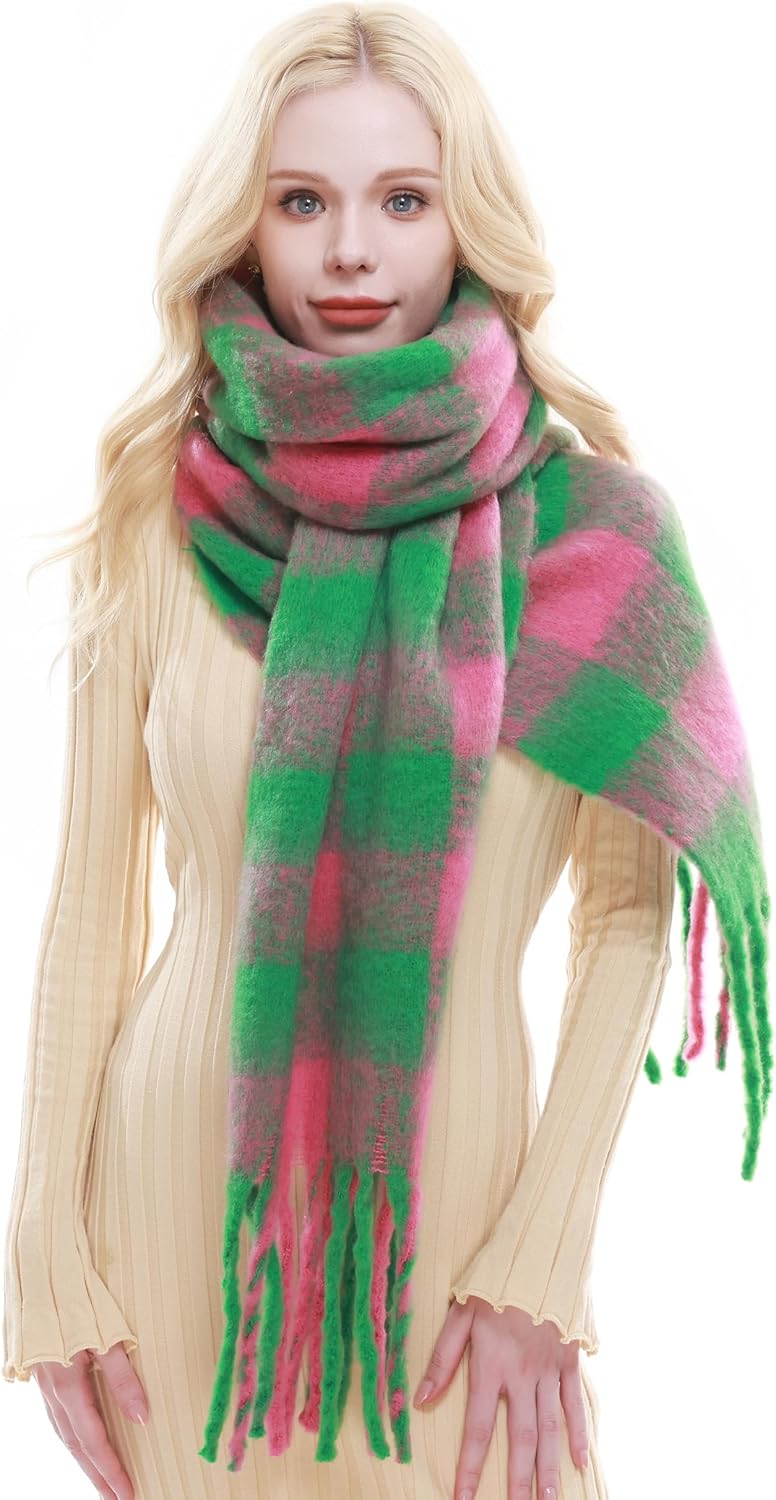 RIIQIICHY Plaid Scarf for Women Chunky Scarves Winter Warm Thick Oversized Blanket Scarf - Image 4