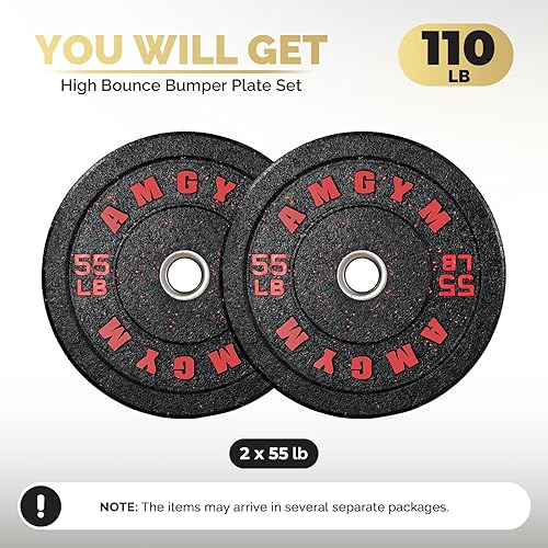 Miniatura 143 de 2 Inch Bumper Plates，10-500lbs，Barbell Rubber Olympic Weight Plates Set for Home Gym, Strength Training & Weight Lifting, Multiple Options