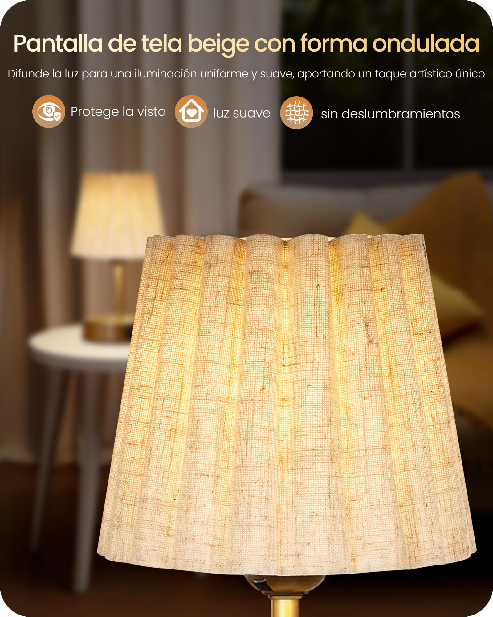 Lámpara de Mesa Táctil Ajustable, Juego de 2, con Puertos de Carga USB A y Type C, Luz LED Ajustable, Regulación Continua del 10% al 100%, Base E27, para Mesita de Noche, Dormitorio