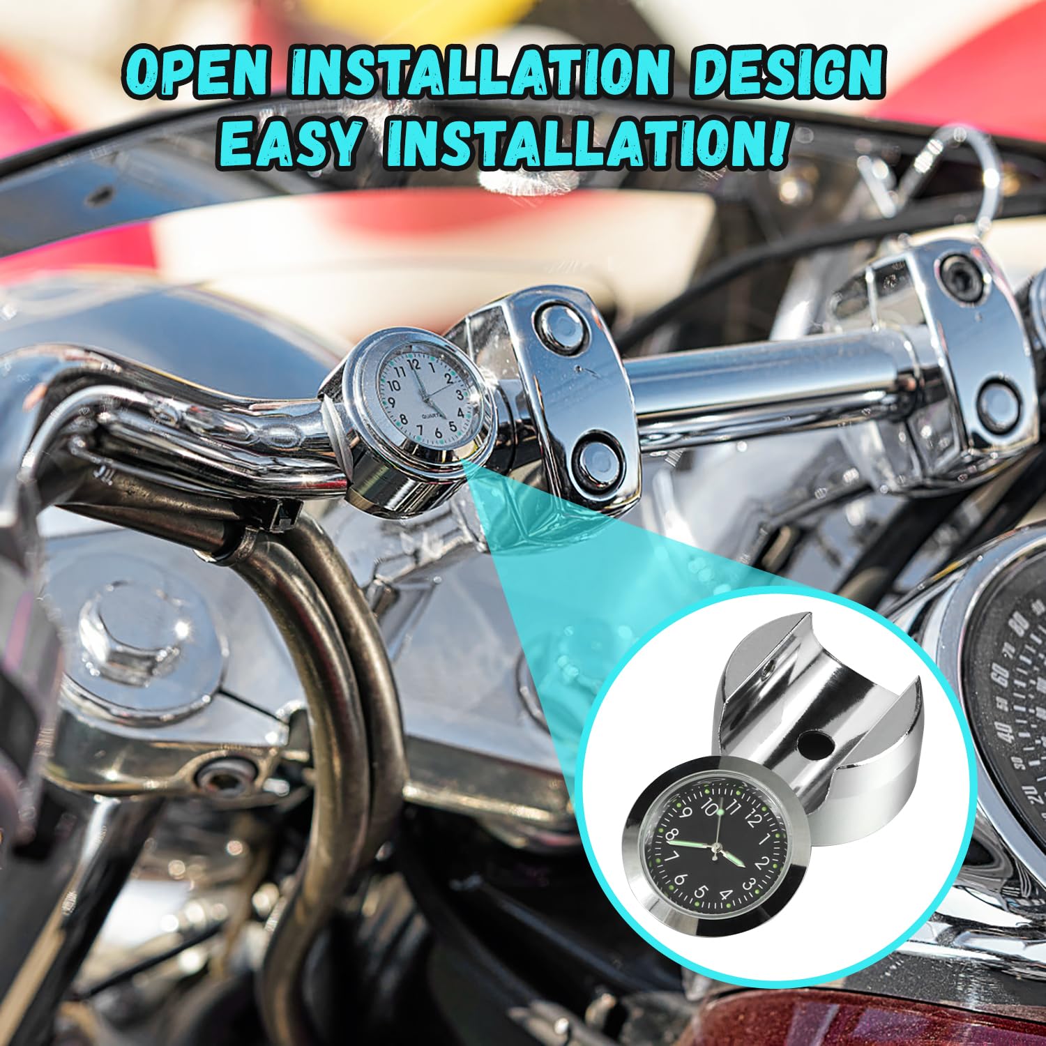 YiliYa Orologio Moto, Moda Impermeabile Orologio Manubrio, Per Moto Universale 7/8" 1 Pollice