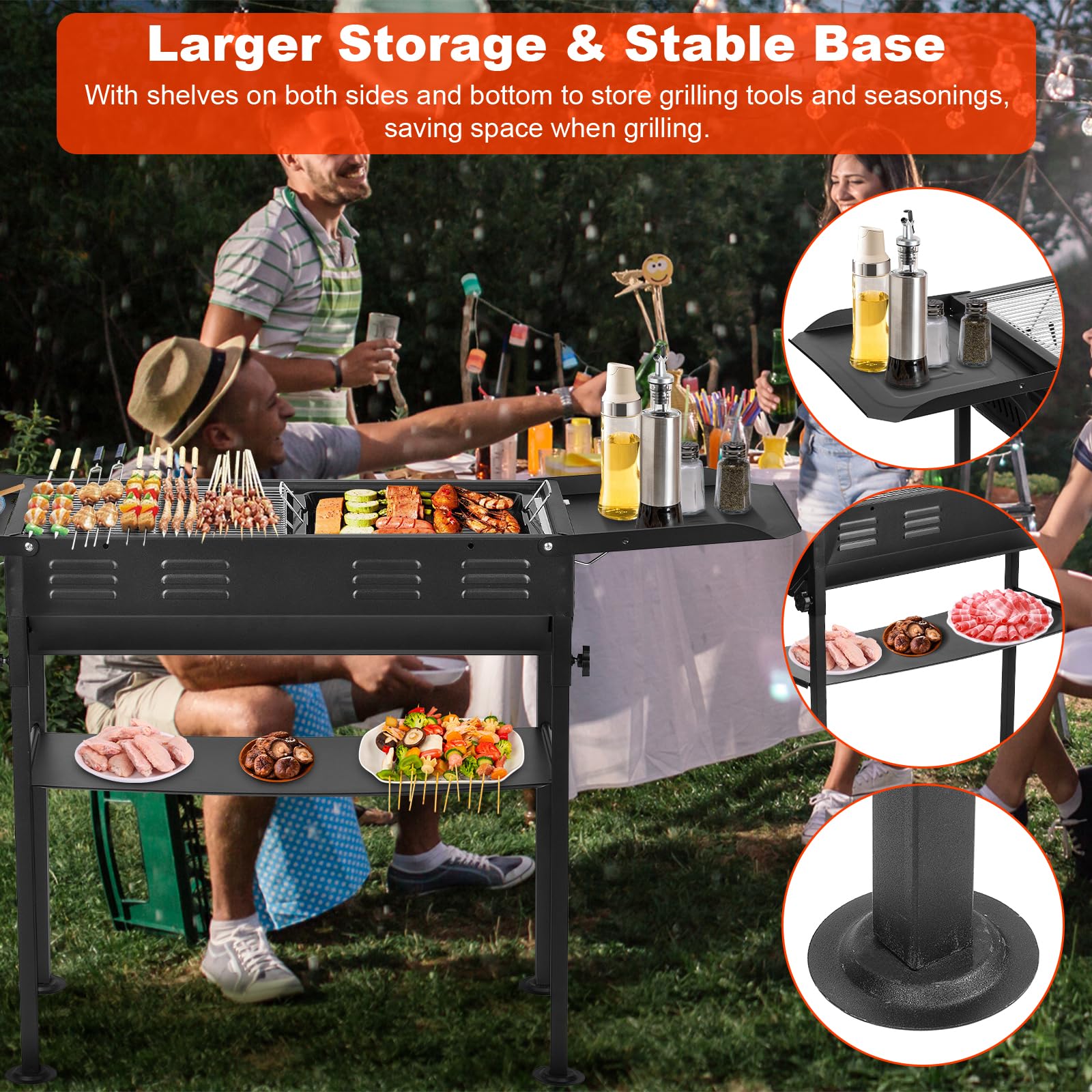 Parrilla de carbón portátil – Parrilla plegable de 26 pulgadas, parrilla Hibachi, parrilla de barbacoa al aire libre para patio trasero, camping, viajes, fiesta, picnic, Acción de Gracias 3