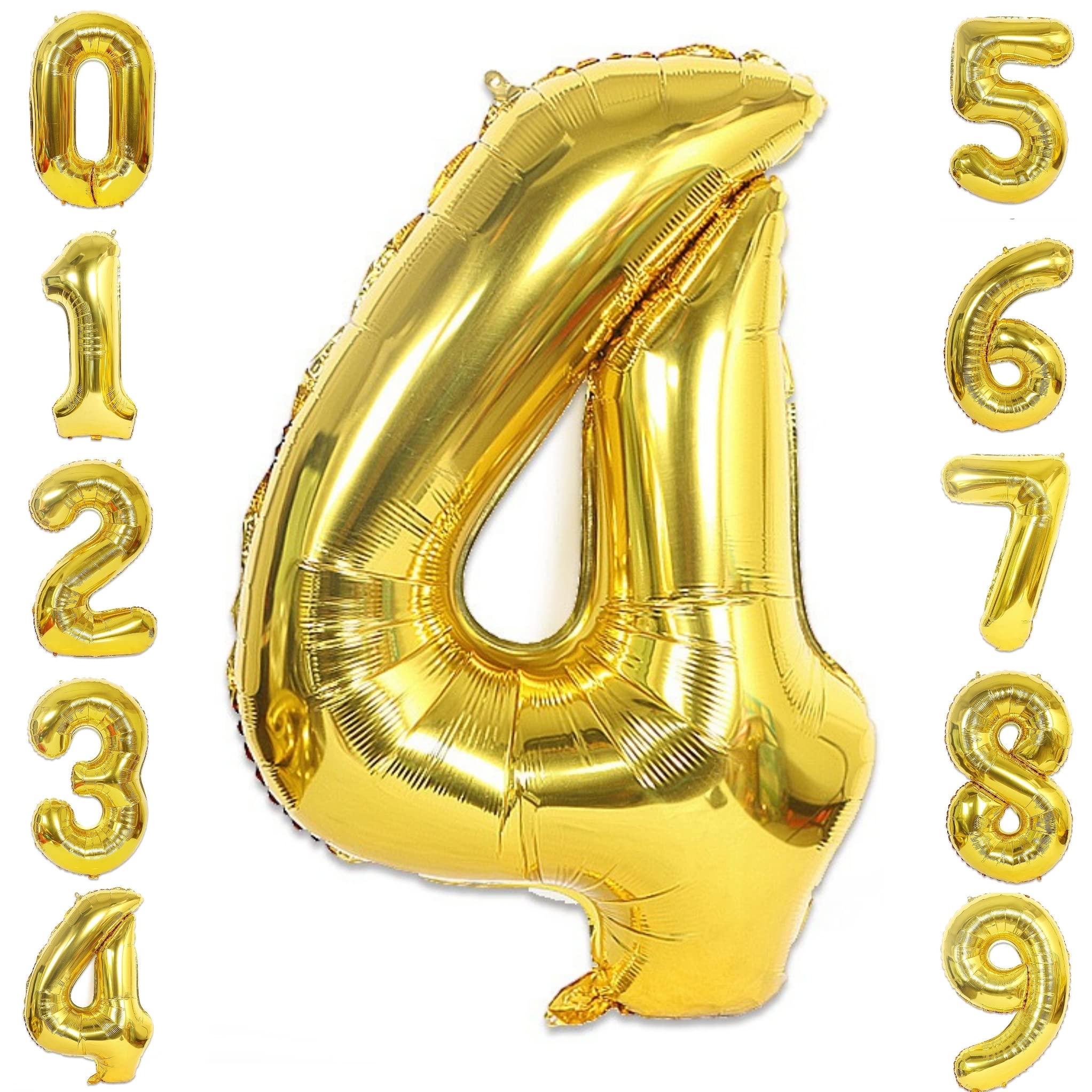 Party with EmmaGold Number Balloons 40 Inch Birthday Foil Balloon Decorations Supplies Wedding Bachelorette Birthday Bridal Shower Graduation Anniversary Celebration Decoration Fly Helium (Number 4)