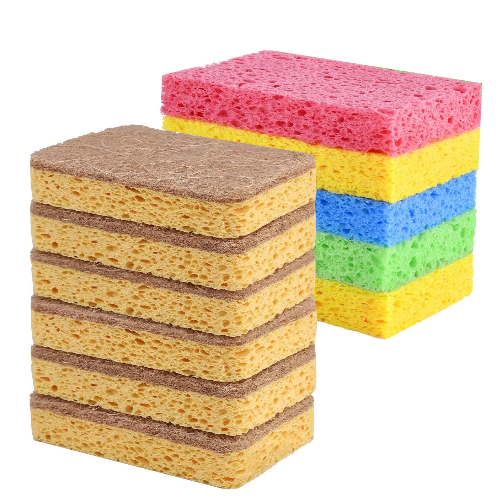 11 PCS Eco Sponge,Cellulose Sponges,Sponges Washing Up,Colourful Non-Scratch Compressed Kitchen Sponges,Eco Friendly,Non Scratch, Odour Free,Compostable Pop Up,for Dish,Household,Cookware