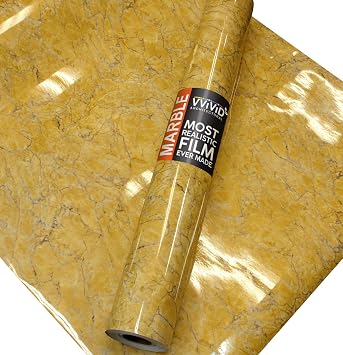 VViViD Gloss Imperial Golden Marble Natural Texture Architectural Vinyl Film Roll 16" x 6.5ft