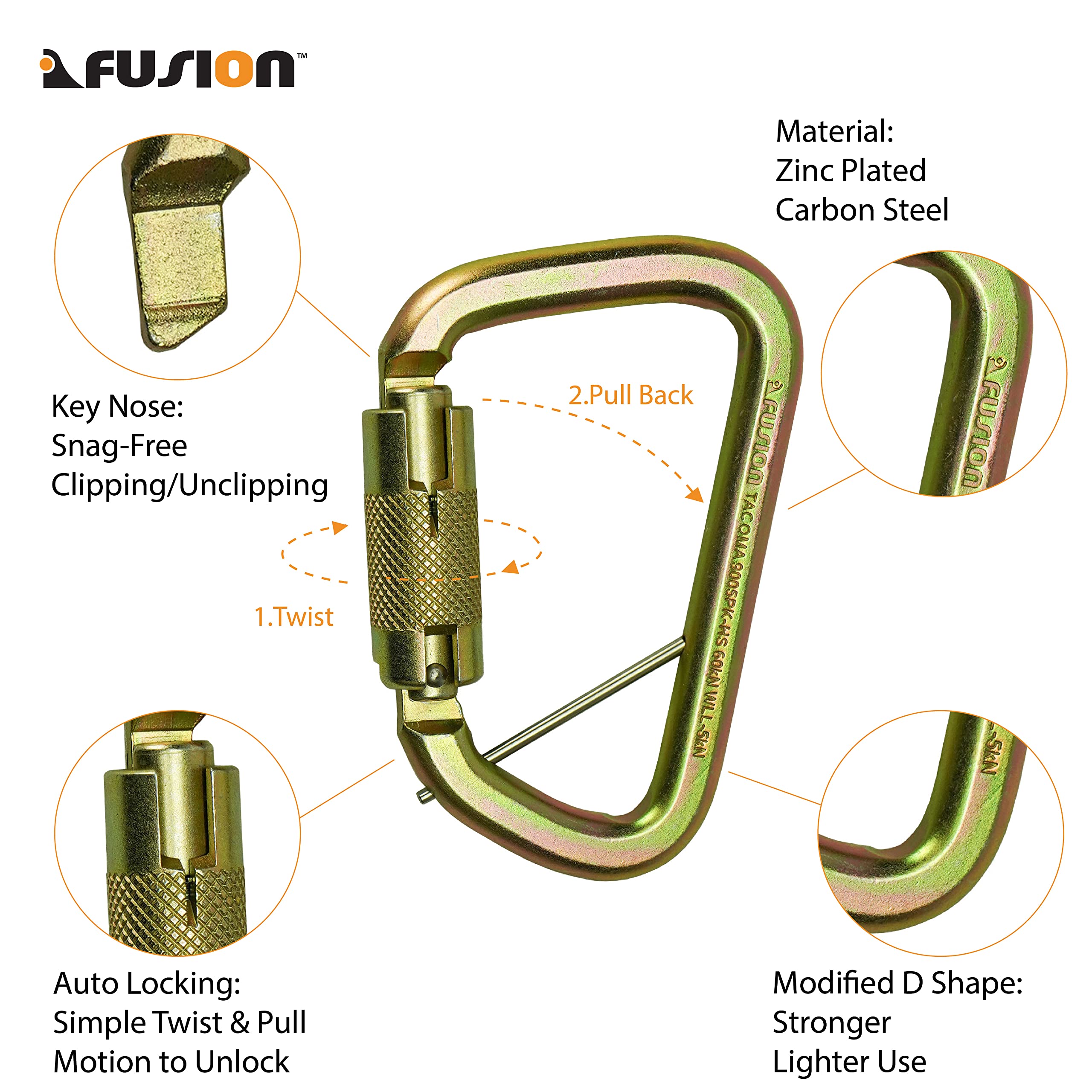 Fusion Climb Auto Locking Carabiner 60KN