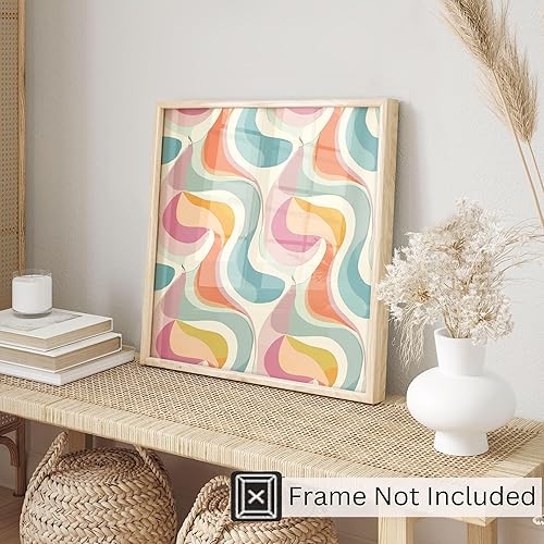 Miniatura 3 de Ethan Taylor Abstract Wall Art Prints Unframed Square Posters 'Retro 70s Hippie Groovy Pattern III' Retro Home Décor for Living Room, Bedroom,