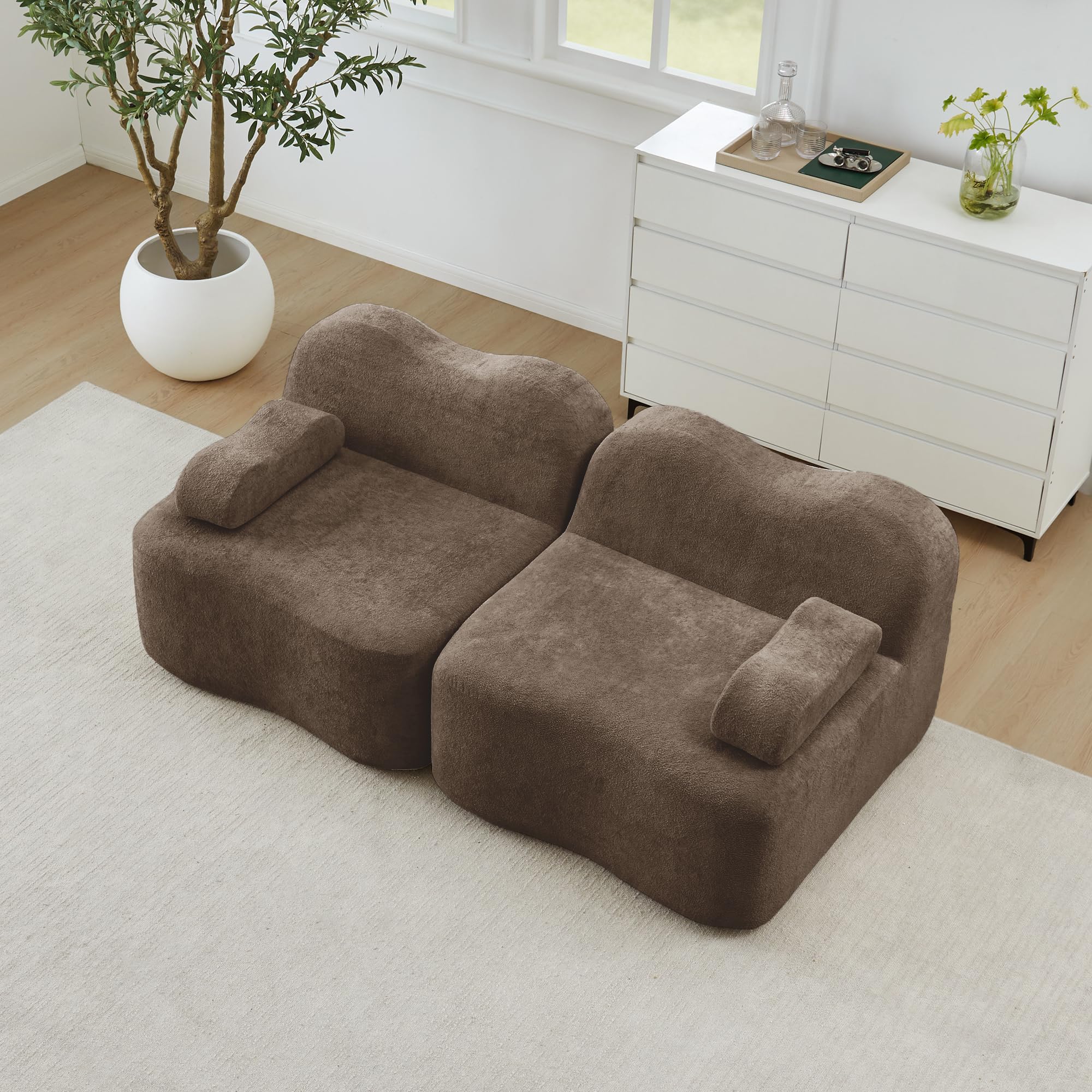 Sofá de 2 plazas modular Boneless para salón con forma de onda y asientos profundos