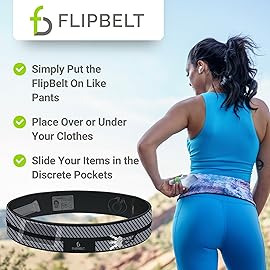 FlipBelt Reflective Running Belt, Black, Medium