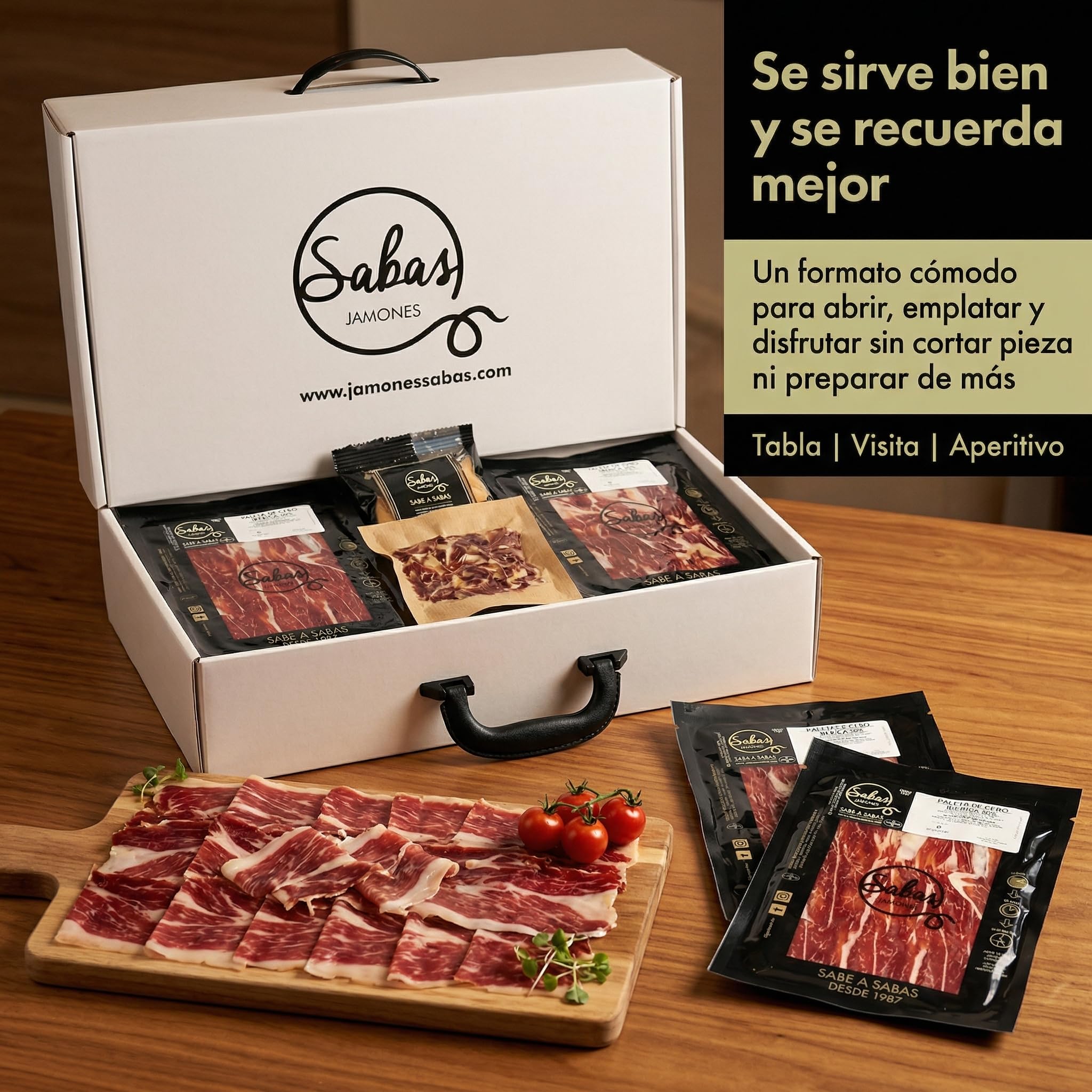 Paleta Iberica Cebo 50% Loncheada a Cuchillo 10 Sobres de 100 g Maletin | Incluye 2 taquitos, 1,2 kg totales, curacion 22 meses, envasado al vacio, sin gluten; aperitivo y tapas