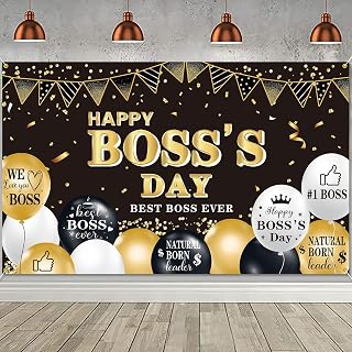 Happy Boss's Day Backdrop Banner 71 x 43 Inch Boss's Day Decorations Office Background Banner Best Boss Ever Party Decorations for Happy Boss's Party Photo Props Backdrop