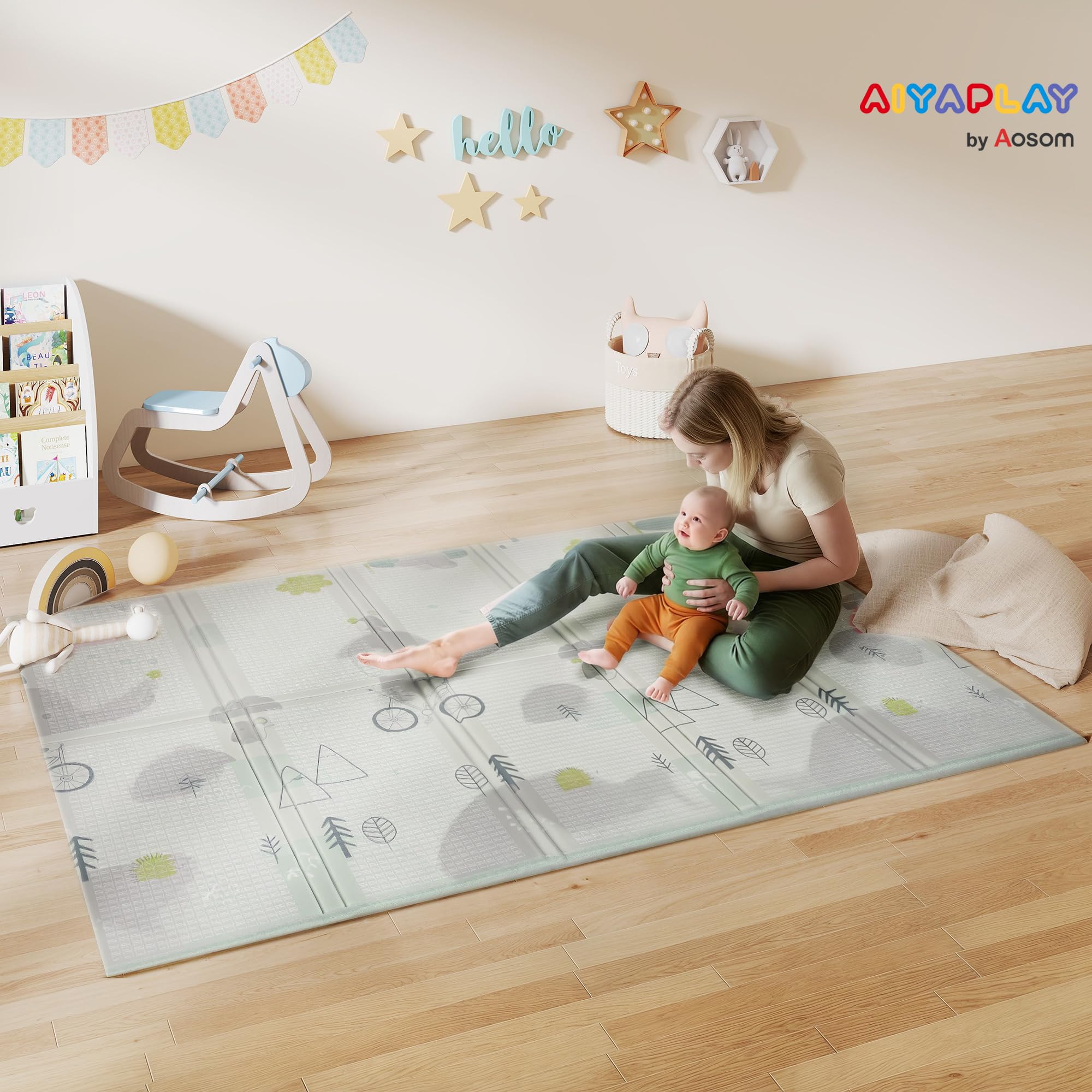 AIYAPLAY Alfombrilla plegable doble cara 200x150x1,5cm motivo Animales