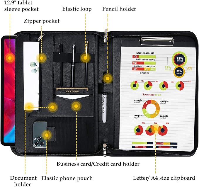 ProCase Business Portfolio Padfolio - Professional organizer for trademark documents and legal meetings