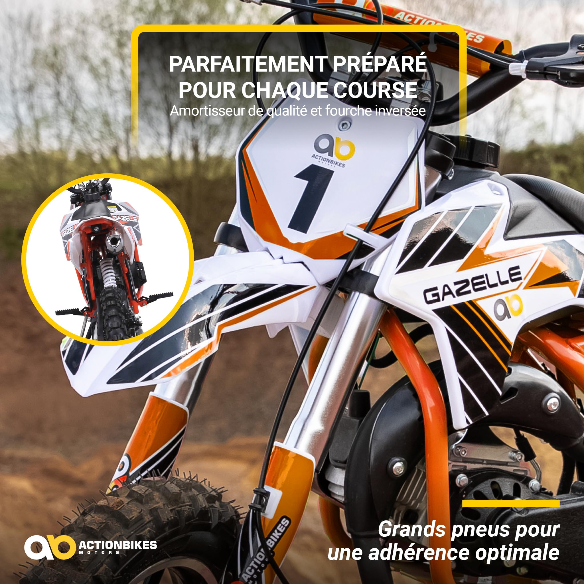 Actionbikes Motors Mini Moto Cross pour enfants Gazelle 49 cc | Moto Thermique Enfant - Velo Electrique - Pocket Bike - Jouet - Dirt Bike - Air Bike - Mini Moto Cross - Pokette (Vert)