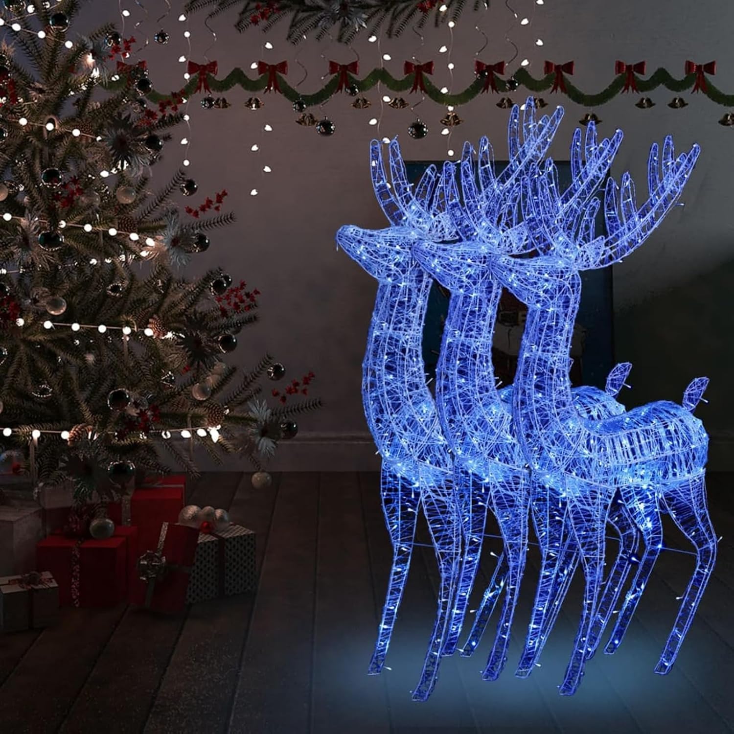 Xxl Akrylowe Renifery świąteczne 250 Led 3 Szt. 180 Cm Podświetlany Zestaw świątecznych Reniferów Rodzinnych Dekoracje Zewnętrzne Odporna Na Warunki Atmosferyczne Ozdoba świąteczna W Kształ