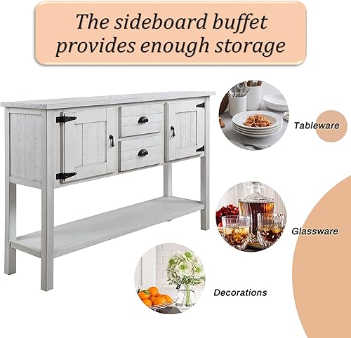 Miniatura 7 de Merax Armario de almacenamiento de cocina con cajones y puertas, armario de almacenamiento con estante abierto para sala de estar, cocina, comedor,