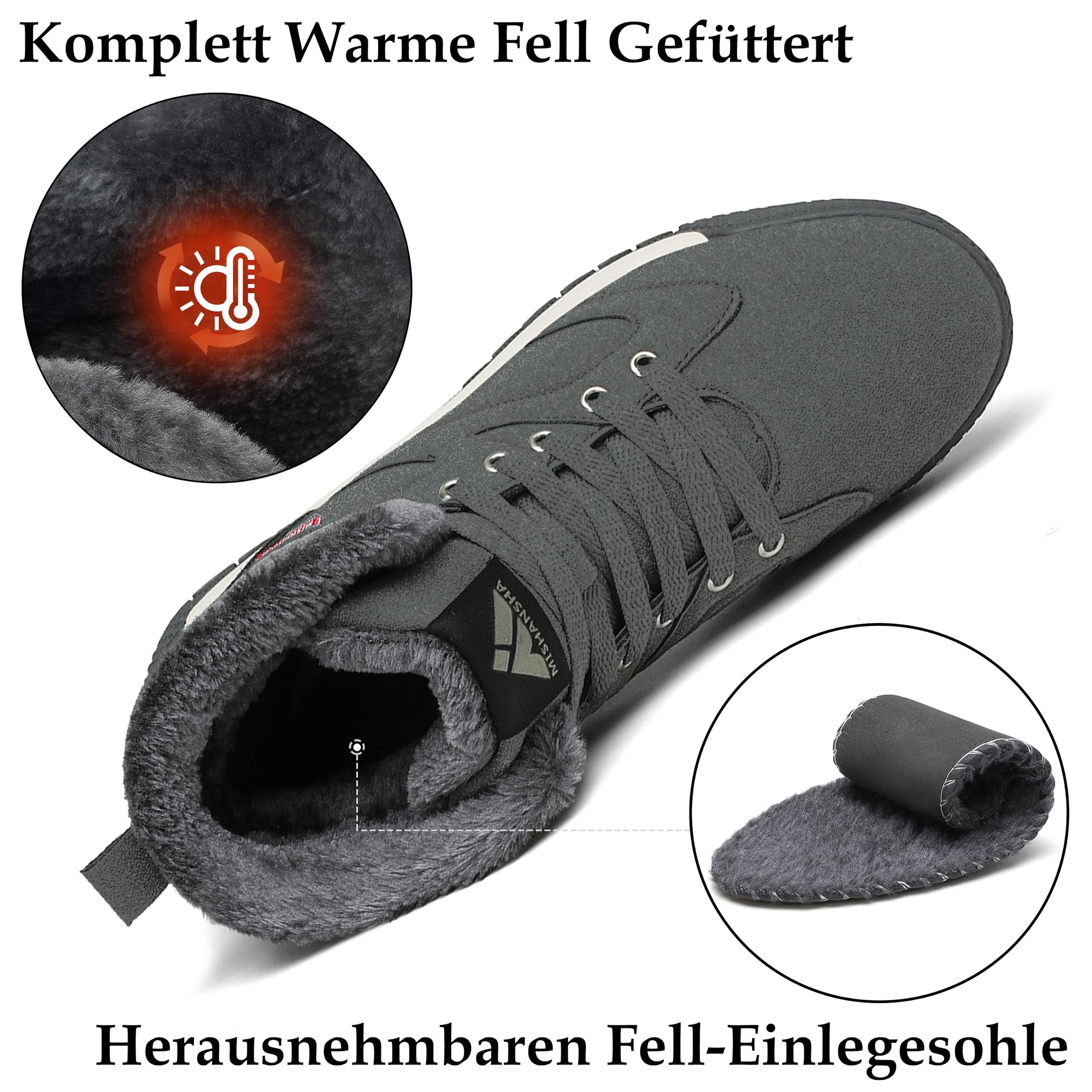 Mishansha Stivali da Invernali per Uomo Caldi Antiscivolo Scarpe da Neve, Gr.38-48 EU