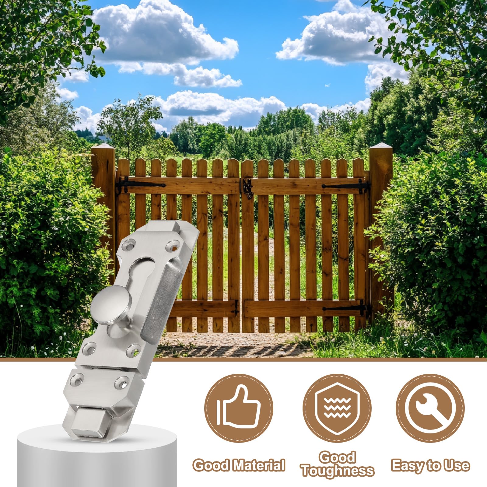 PATIKIL Barrel Bolt Latch, 5 Inch Solid Slide Door Lock Zinc Alloy Security Bolt Latch Vintage Gate Latches for Barn Warehouse Silver - Image 4