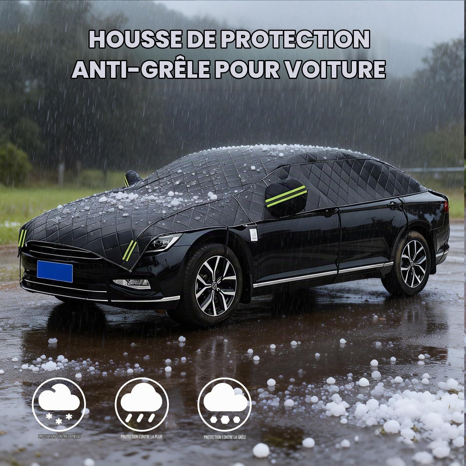 Bache Voiture Exterieur Anti-grêle pour Peugeot 208 5 Porte 2019-2025,Demi-Housse De Voitures,Anti-UV,Respirante À La Poussière,Résistant Anti-Neige Anti-Pluie Anti-Poussière grf3g