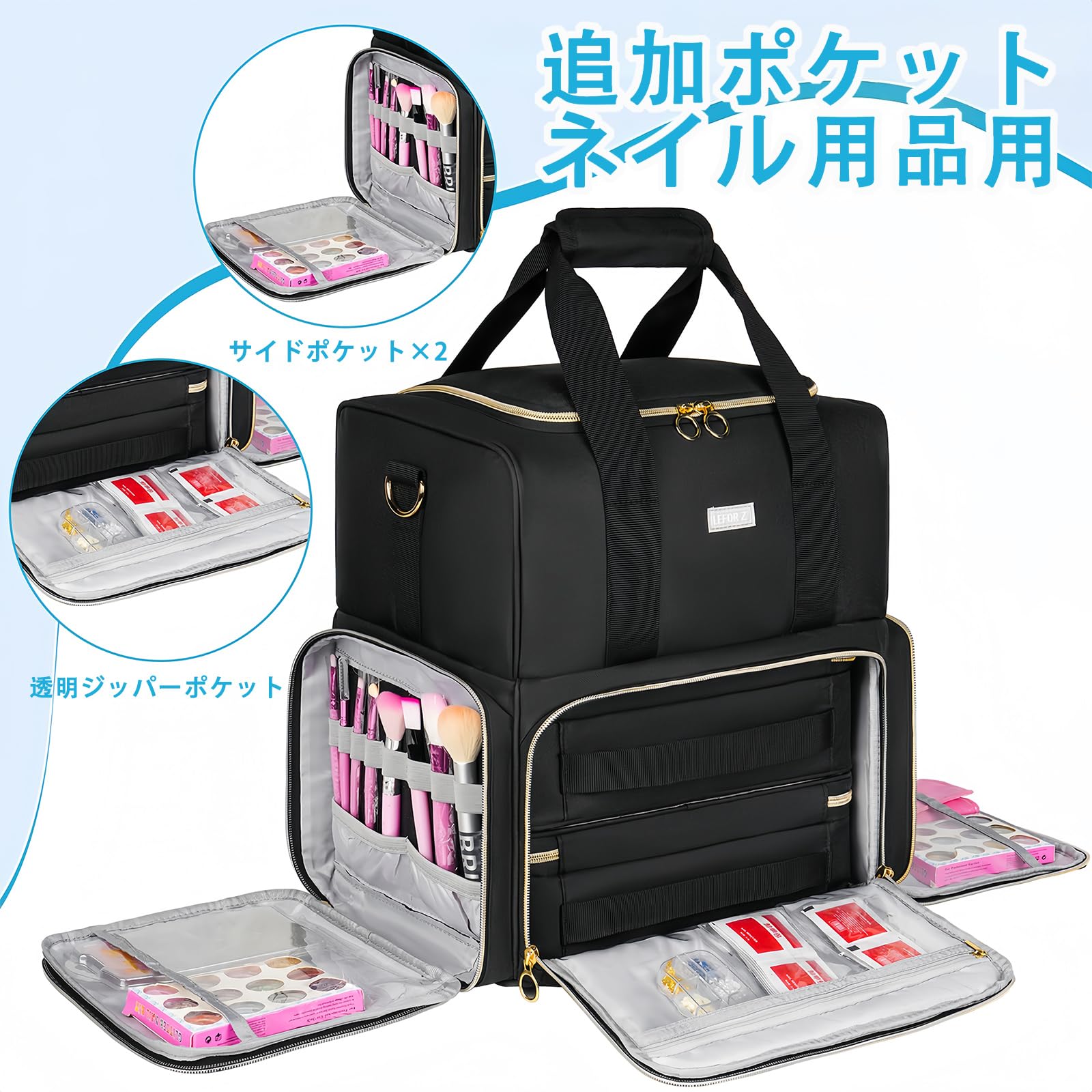 ネイルパーツセット 収納ケース付き Amazon | ネイル収納ケース 二層式 大容量 ネイルボトル 80 本 (15ml