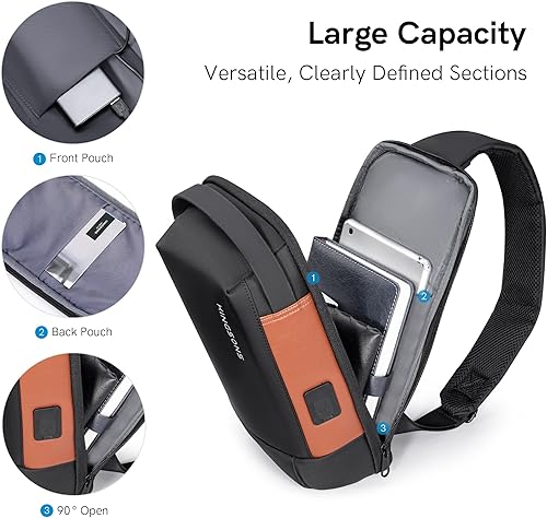 Miniatura 8 de KINGSONS Bolso cruzado para hombres y mujeres, pequeño, cruzado, casual, de viaje, pequeño, deportivo, senderismo, ciclismo, día (azul claro),