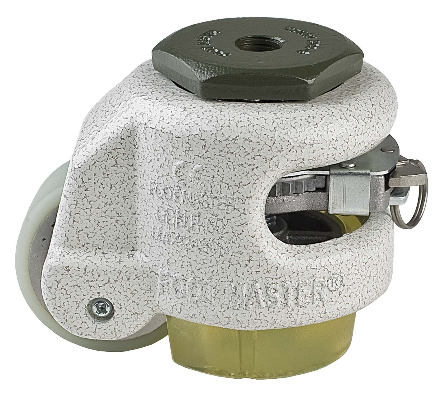 FOOTMASTER GDR-60S-1/2-U Urethane Wheel and Pad Ratcheting Leveling Caster, 550 lbs, Stem Mounted with 0.5