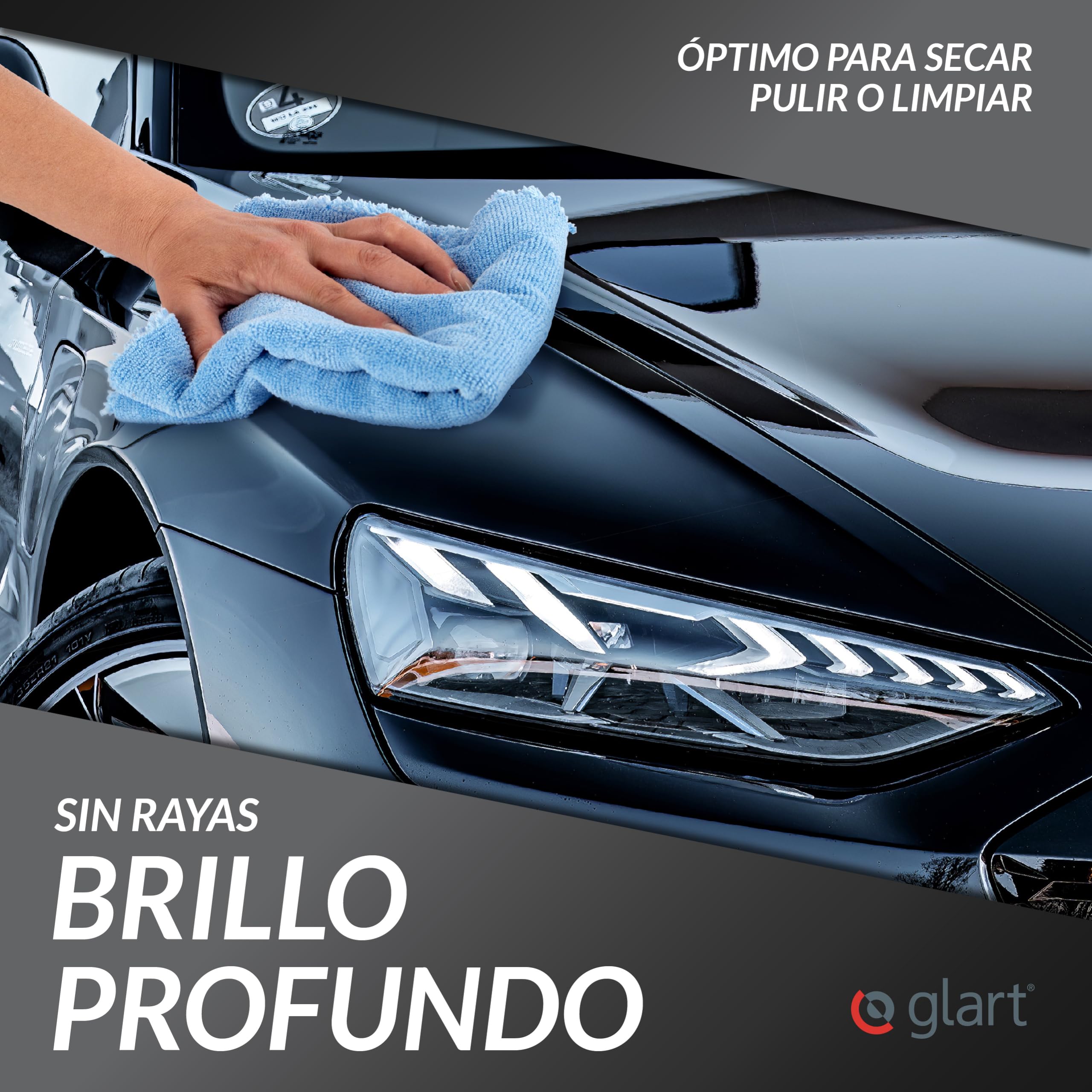 Glart Paño de Pulido Paño de Secado para Coche - Juego de 3 - Paños de Microfibra Premium para el Cuidado Profesional de la Pintura - Paño de Microfibra de 40x40 cm