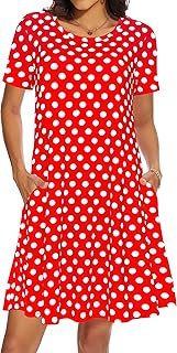 Casual Summer Dresses for Women Beach Sundress Short Sleeve Tshirt Dress with Pockets - Buy now