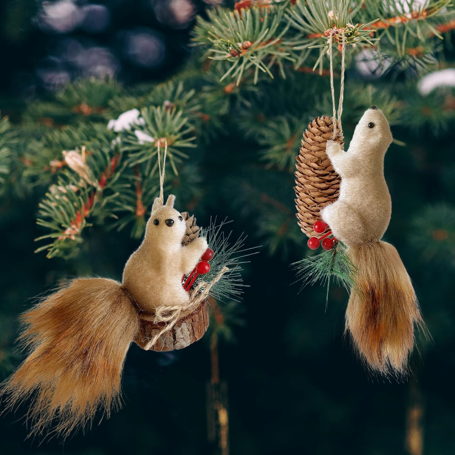 Yzgllnamu 2 Pack Squirrel Ornament, Christmas Squirrel Ornaments for Christmas Tree, A Thoughtful (Pendant)