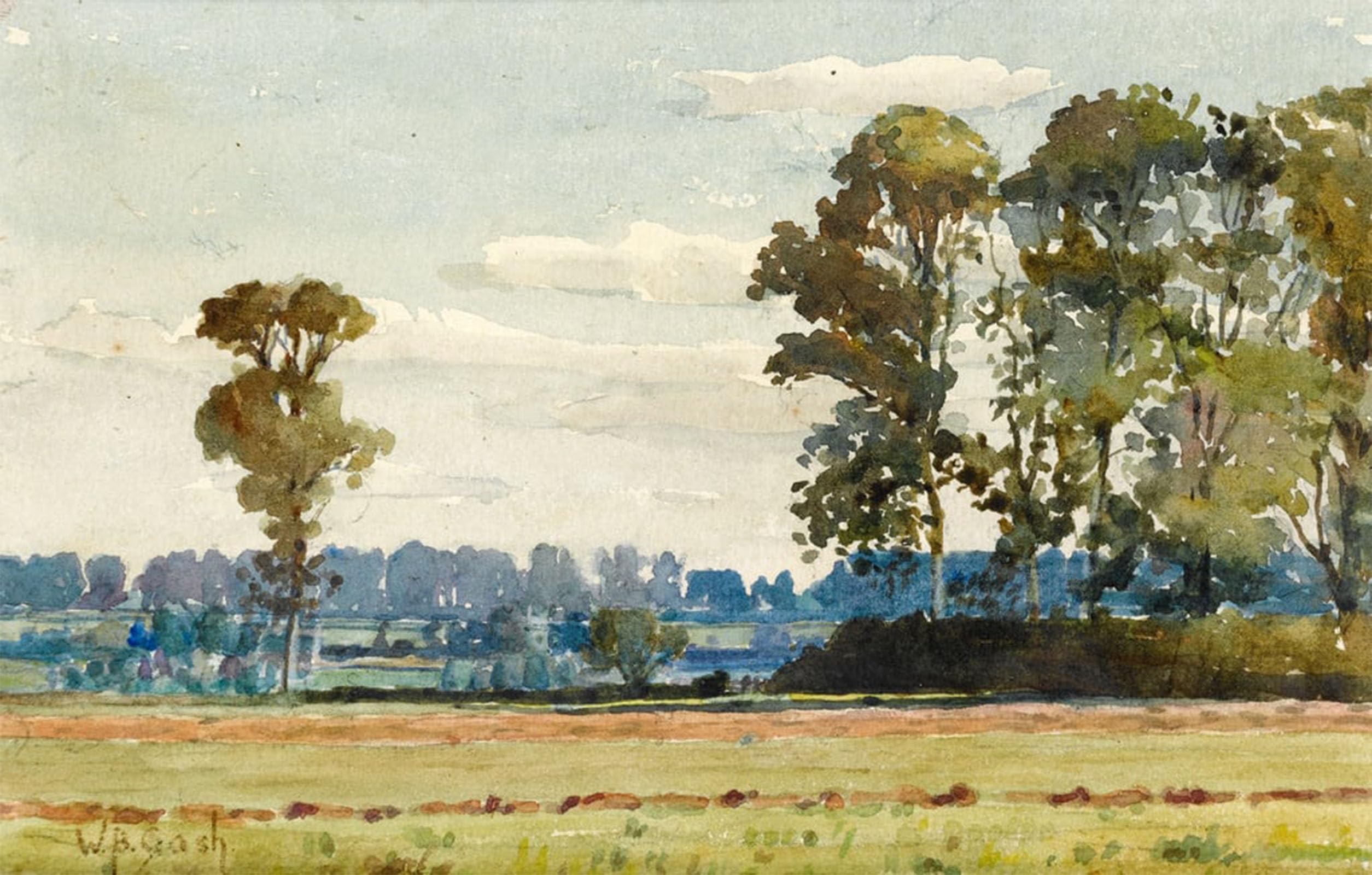 HRJUBWREE Famous Paintings Pictures Artwork Picture Landscape with Elm Trees by Walter Bonner Gash Photo Wall Print for Home Decor 60x90cm