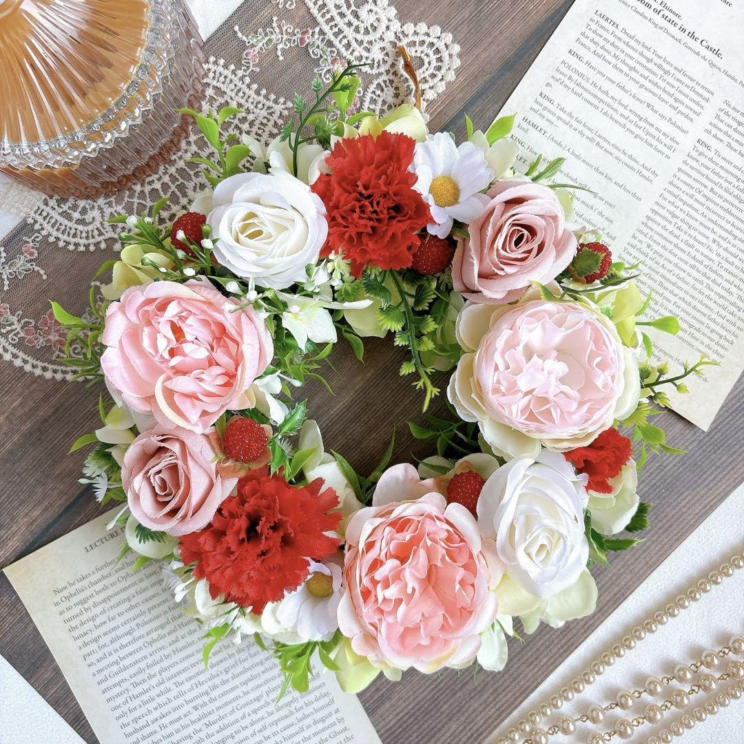 フラワー・リース Love ハートのリース シクラメンブルージュエリーと葉牡丹 ビオラや