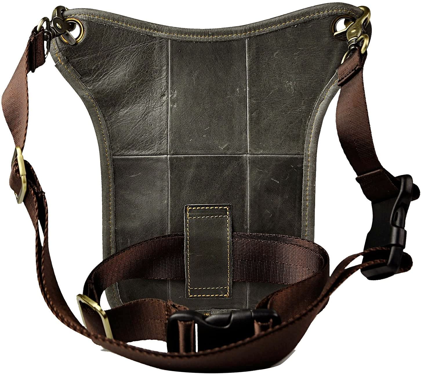 Le'aokuu Messager Sacs en Cuir Véritable Hommes Équitation Sac à bandoulière Sacs de la Ceinture Sports (211-1 A2 Gris)