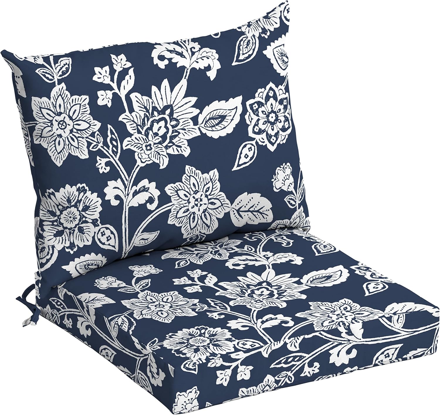 Arden Selections Outdoor Dining Chair Cushion, 21 x 21, Rain-Proof, Fade Resistant 21 x 21, Sapphire Blue Ashland Jacobean