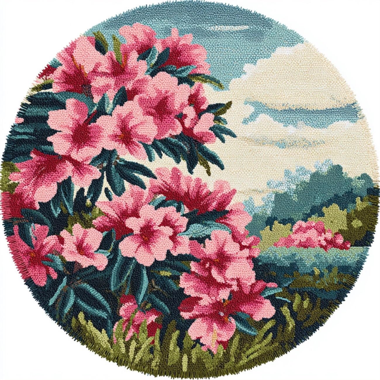 Kitquiver Rug Making Kit for Adults Pink Flowers 80x80cm