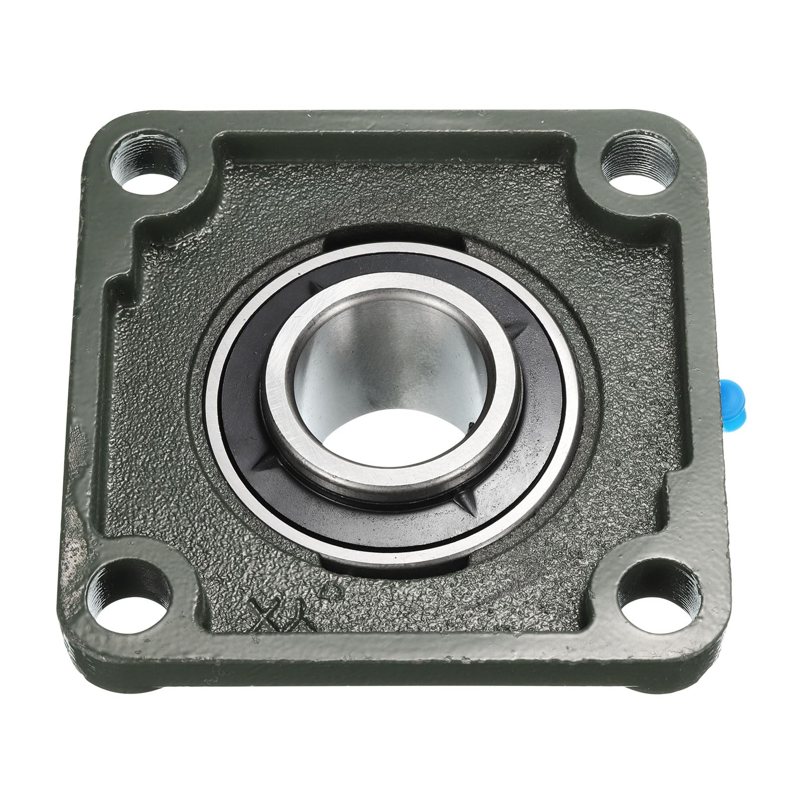 2pz UCF207-22 Cuscinetti a Blocchetto Cuscino con Foro 1-3/8 Pollici Autoallineanti, Cuscinetti Acciaio Cromato Montati Flangia Quadrata con Base Ghisa Solida