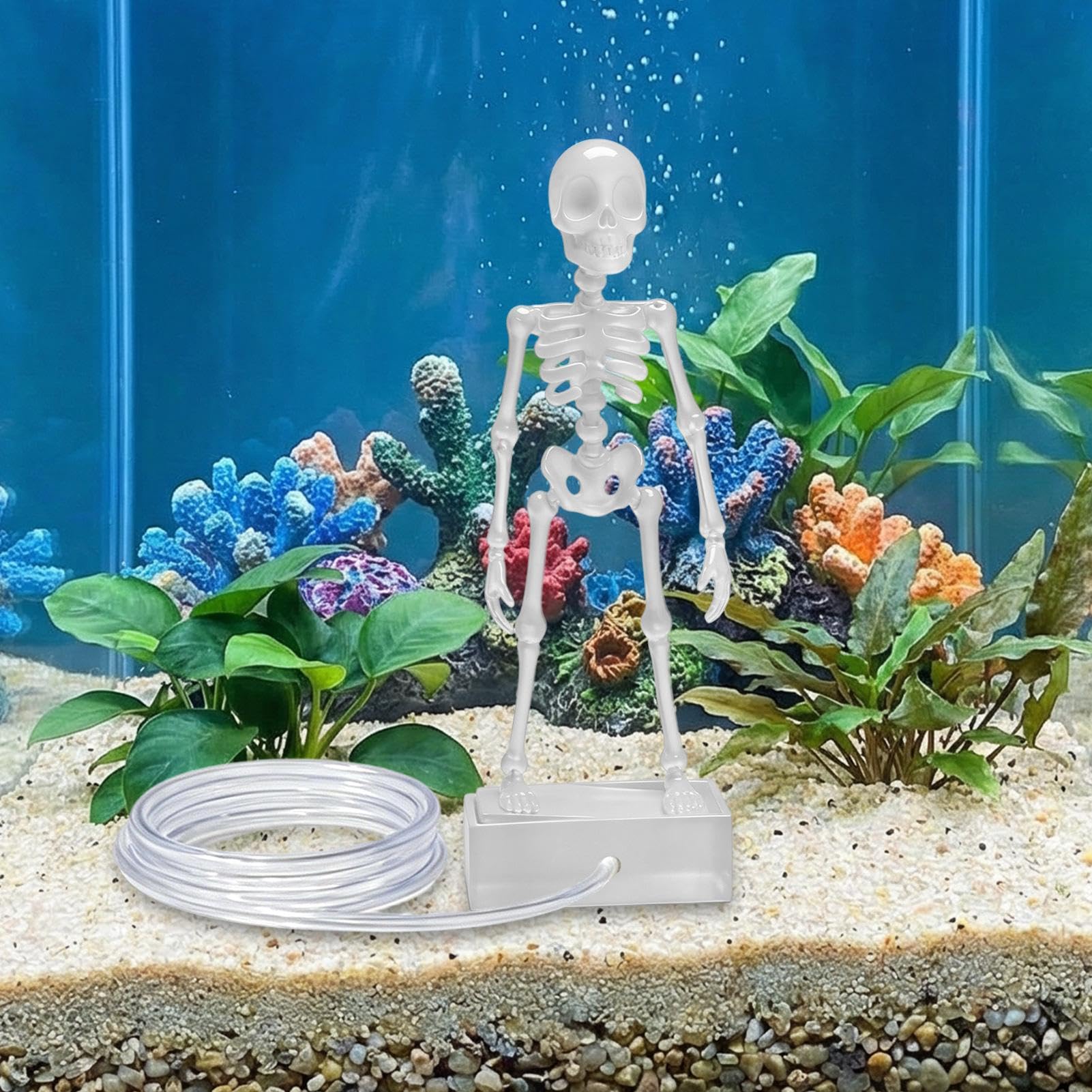 Dancing Skeleton Aquarium Bubbler Decorations With Air Hose