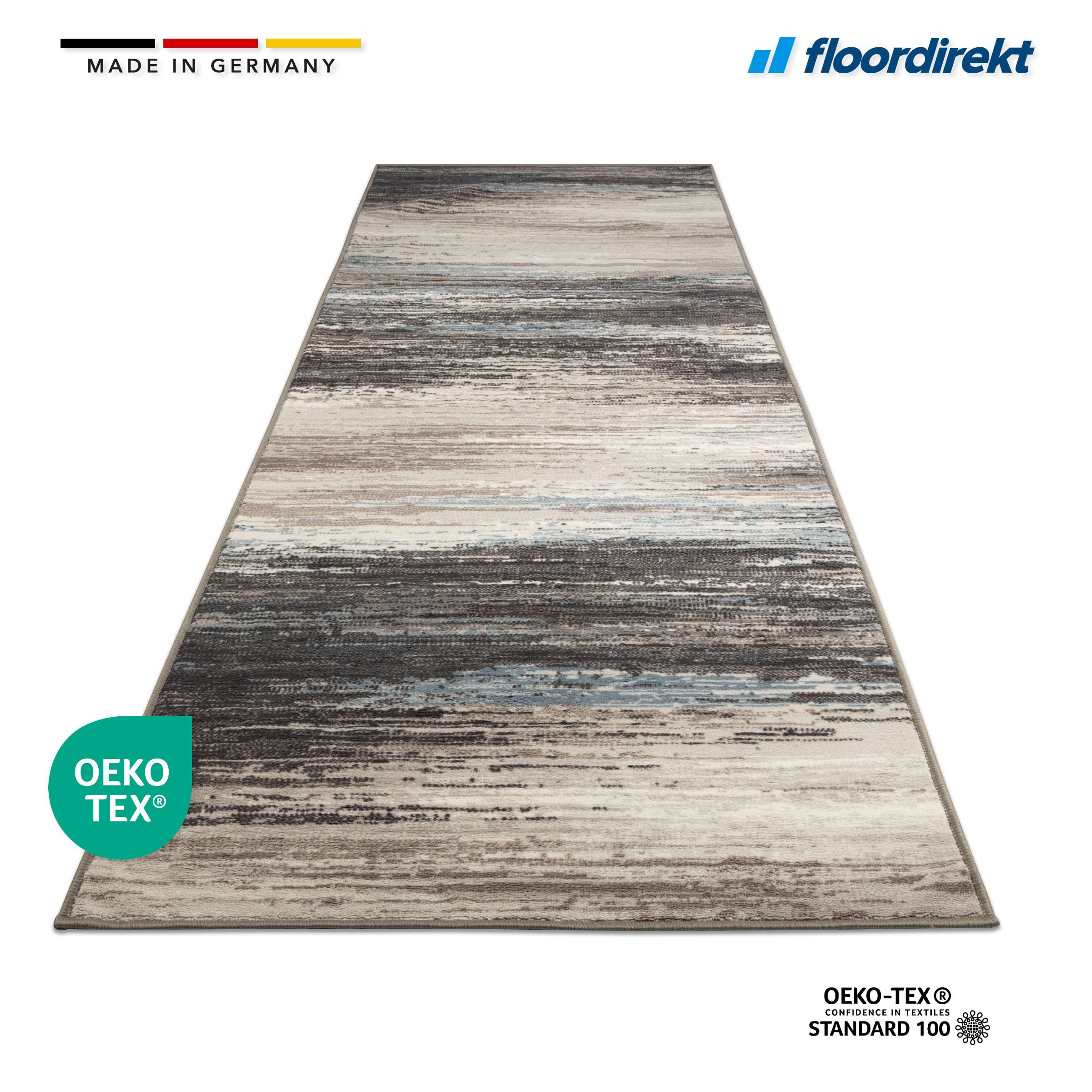 Floordirekt Tapis de couloir, de cuisine, de couloir et de salon - Antidérapant et moderne pour le salon et la chambre à coucher - Vendu au mètre - 80 x 700 cm - Motif marron, beige, gris, Archway