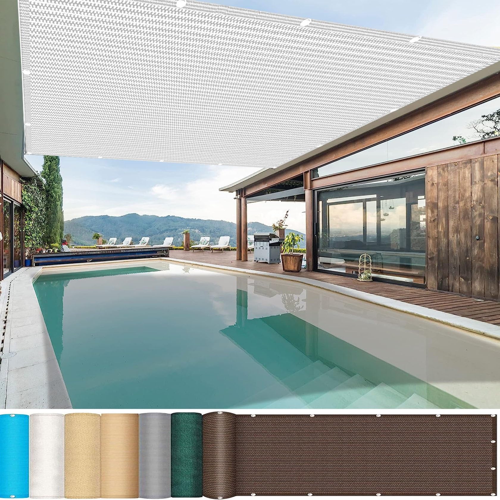 Voile d'ombrage contre le soleil 2.6x3.6 m toile HDPE blanche pour terrasse et repas au frais
