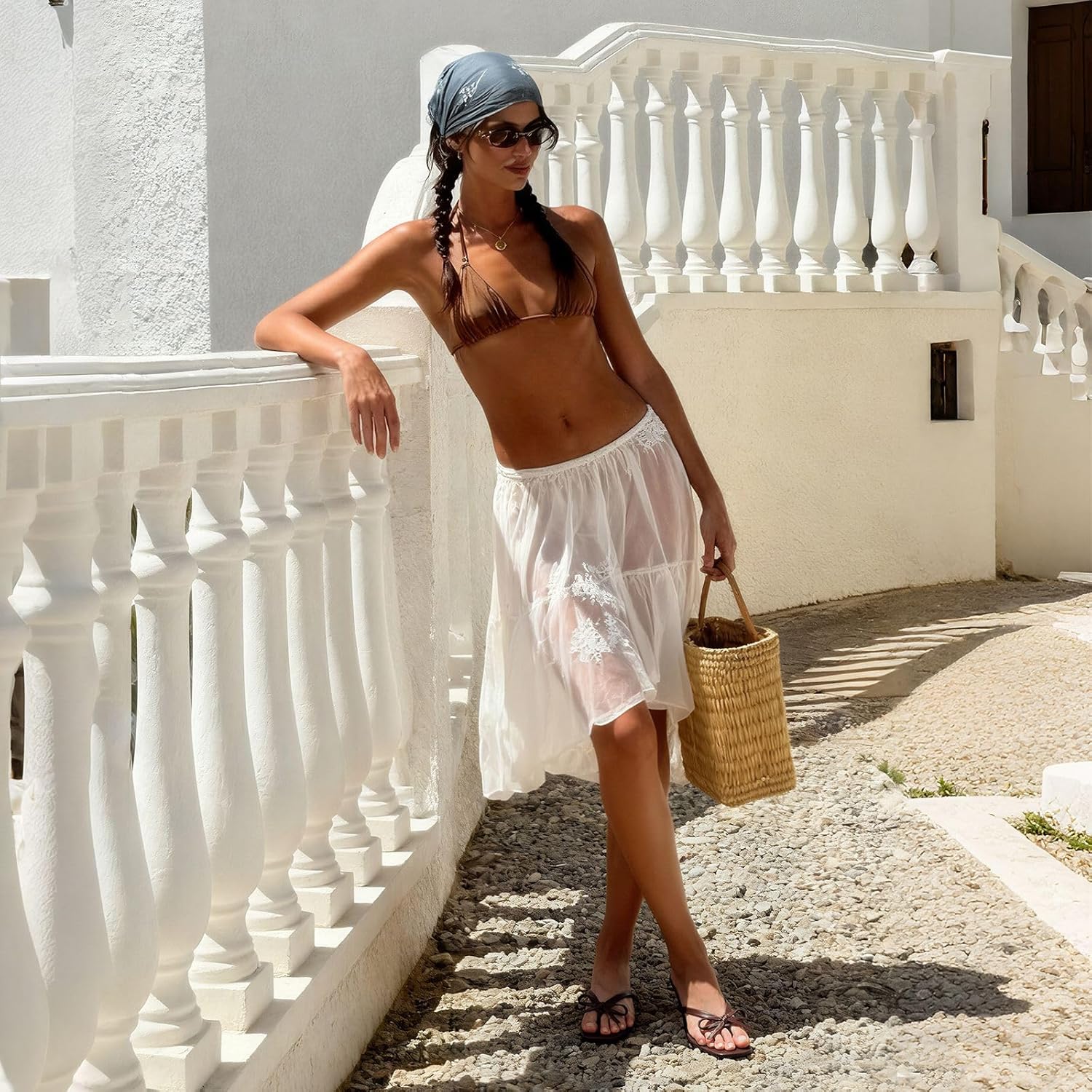 Mattiventon Kitten Heel Sandals Thong Sandals For Women Bow Heels Slip On Flip Flops Square Toe Summer Cute Party Dress Shoes - Image 2