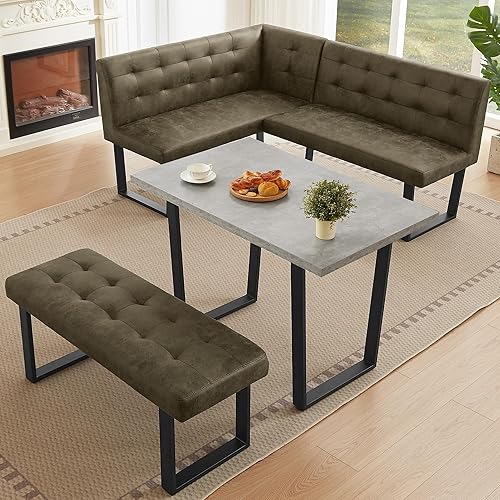 Miniatura 18 de Juego de mesa de comedor de 5 piezas, mesa de cocina moderna de 42.9 pulgadas y sillas de comedor de cuero para cocina y comedor (mesa + 4 sillas