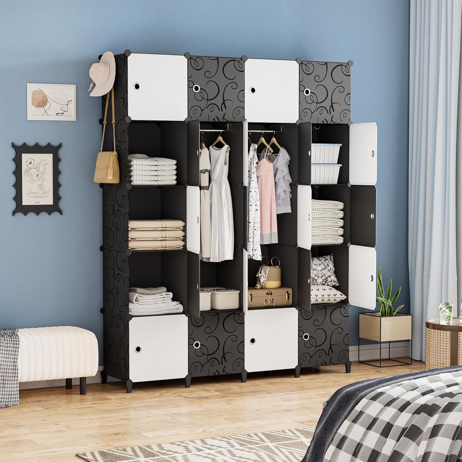 HOMIDEC portable wardrobe in a bedroom setting