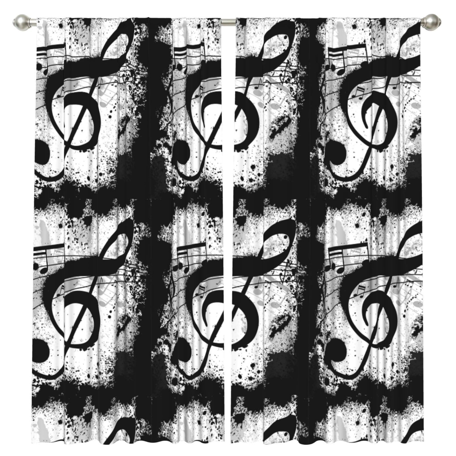 InOmak Music Note, 2 Panels Window Curtains 52 x 84 Inch Blackout Curtains for Living Room Bedroom