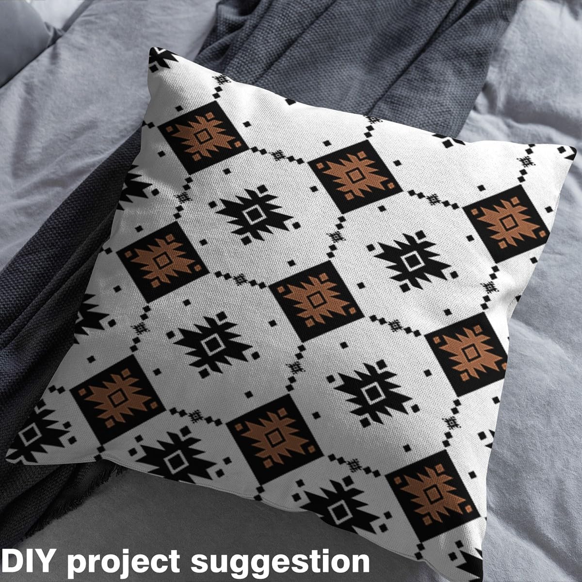 Tribal Exotic Aztec Fabric by The Yard,Boho Style Soft Flannel Polyester No Stretch Fabric,Geometric Checker Decorative Fabrics,White Black Brown Crafts & Sewing Supplies,3 Yards,108" L x 59" W
