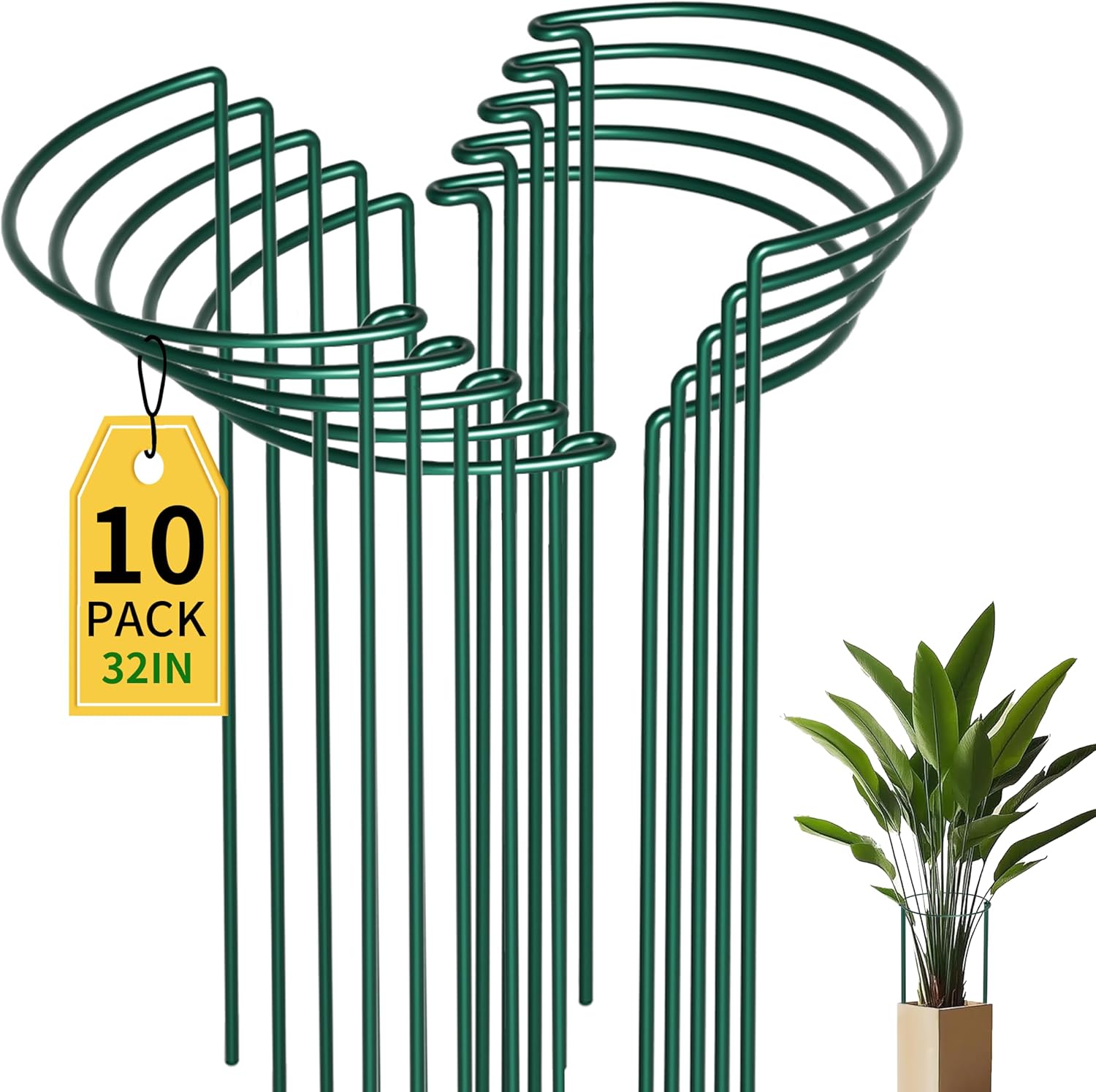 TCBWFY 14" Dx32 H Plant Supports Stakes for Large Heavy Plants,10Pack Peony Supports,Heavy Duty 5mm Wire Peony Cages,Interlock Garden Supports Ring Border Support,Plant Support Cage for Rose Flower