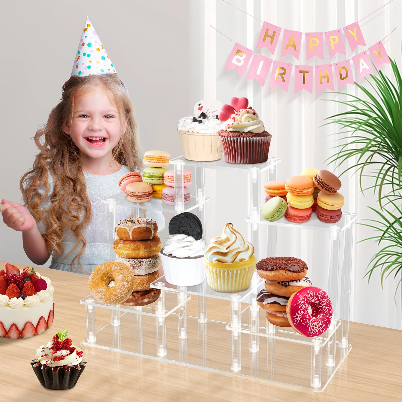 Joody 6 Etagere Presentoir Acrylique Transparent Presentoir Aperitif Buffet, support figurine POP, Etagere Parfum Coiffeuse, Presentoir a Gateau, pour Salon Cuisine Comptoir
