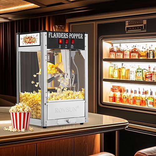 Miniatura 8 de Bonnlo Máquina de palomitas de maíz estilo cine con hervidor de 8 onzas que hace hasta 32 tazas, máquina de palomitas de maíz para encimera con